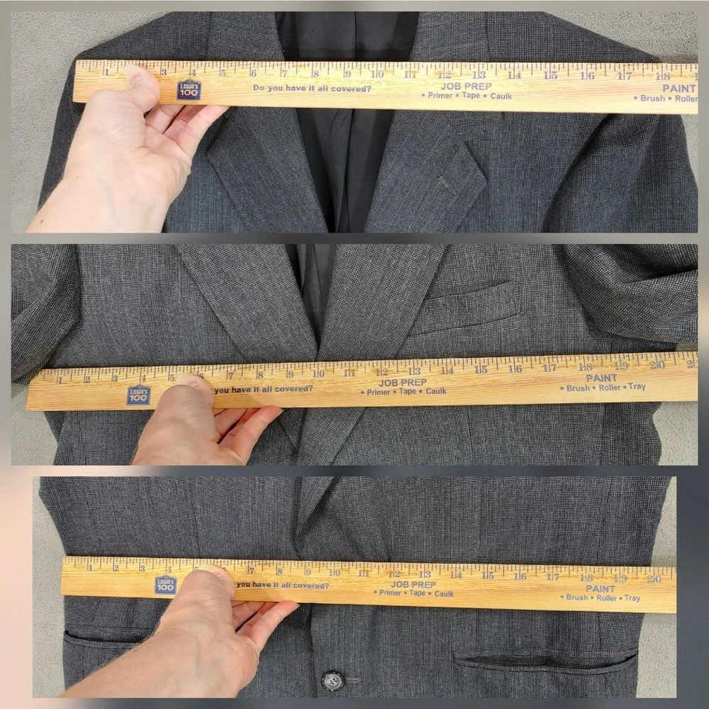 Vtg Kuppenheimer Blazer 40R Men Gray Tiny Herringbone Single Breasted USA Preppy